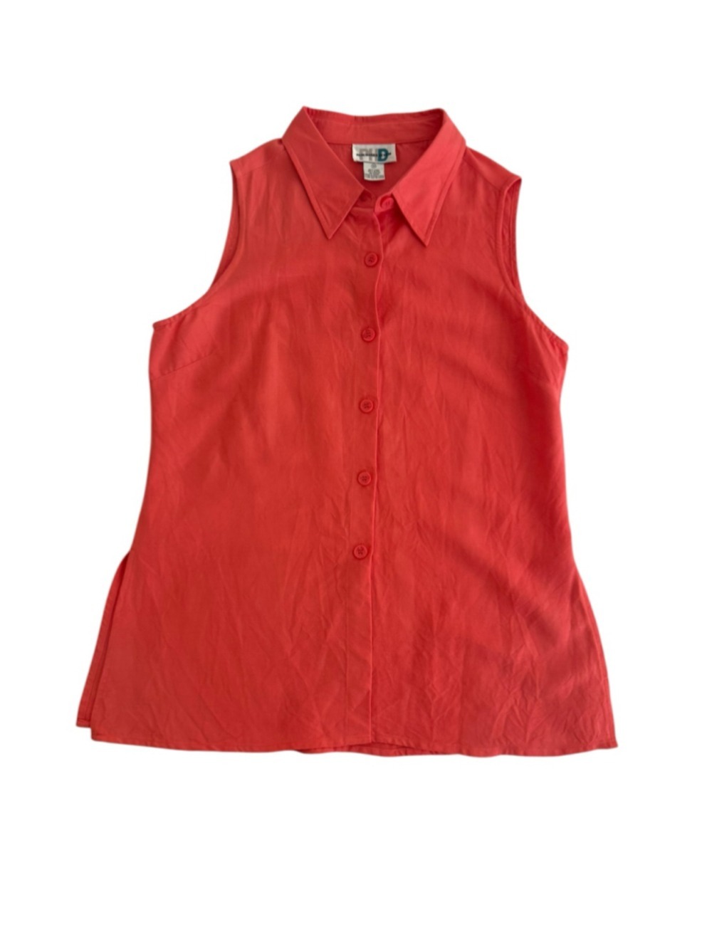 Vintage Y2K, 90’s Paul Harris Design Coral Sleeveless Linen Top Size Medium